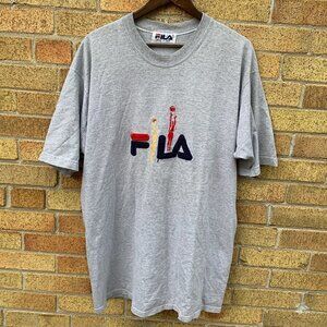 Vintage Embroidered Fila Basketball Shirt XXL Gray